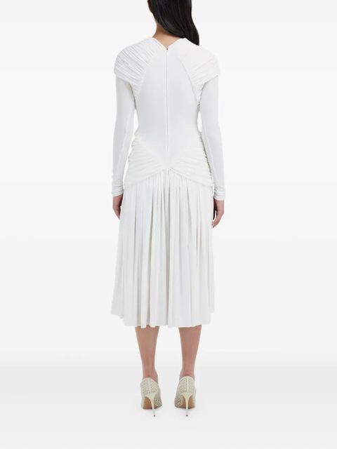Ferragamo ruched long-sleeve dress - White