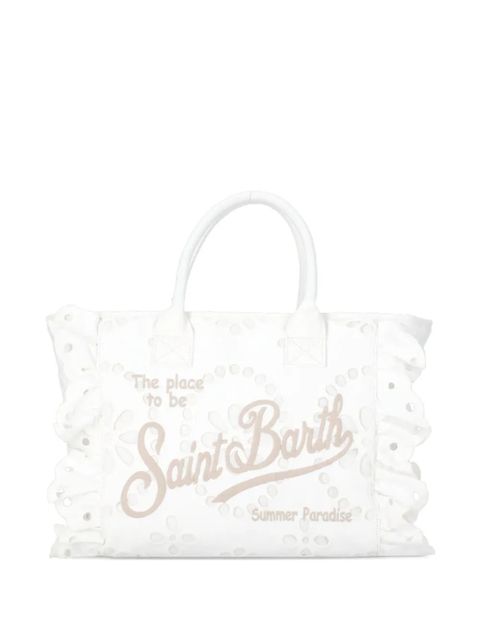 MC2 Saint Barth medium logo-embroidered ruffled tote bag - White - zdjęcie produktu nr 1