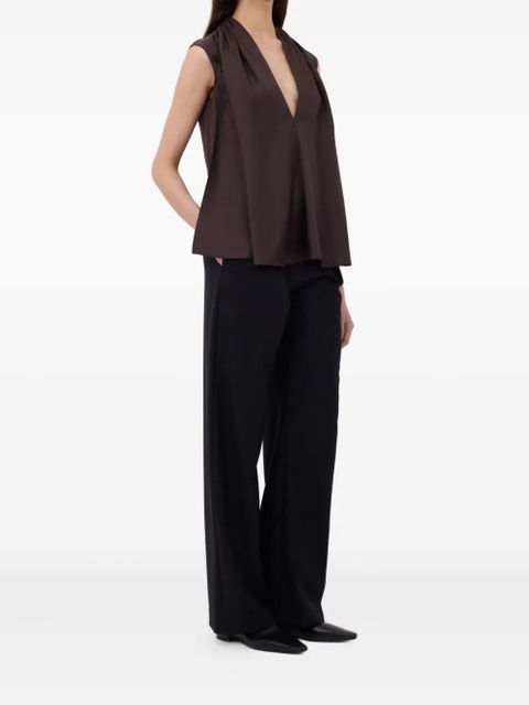 LouLou de Saison Sade gathered sleeveless blouse - Brown