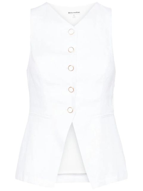 Reformation Aspen linen top - White - zdjęcie produktu nr 1