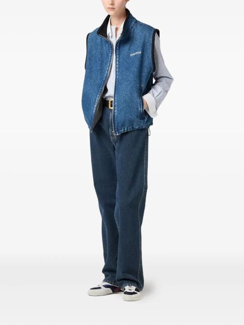 Miu Miu cashmere denim blouson vest - Blue - zdjęcie produktu nr 2