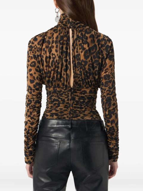 Blumarine leopard-print ruched bodysuit - Brown