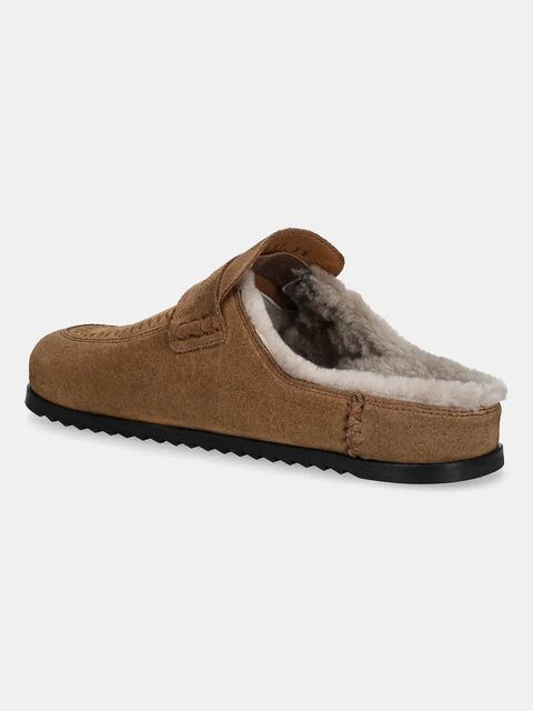 Answear.LAB klapki zamszowe damskie kolor brązowy