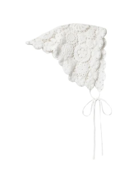 Self-Portrait scalloped lace-detail hair accessory - White - zdjęcie produktu nr 2