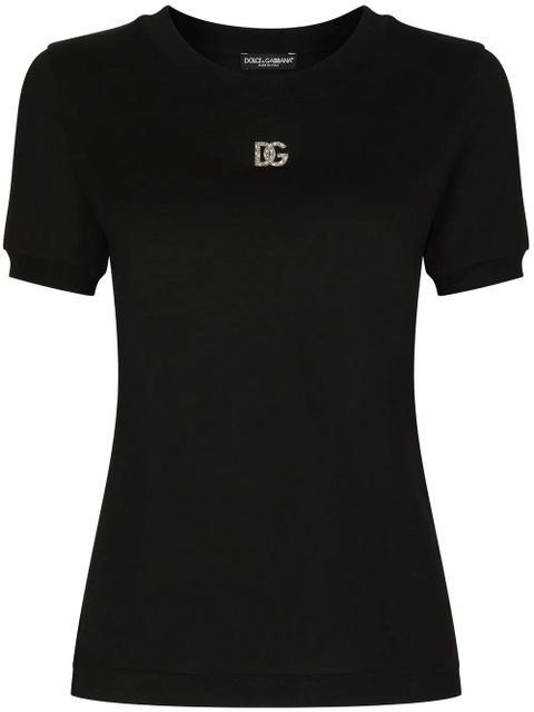Dolce & Gabbana crystal-embellished cotton T-shirt - Black - zdjęcie produktu nr 1