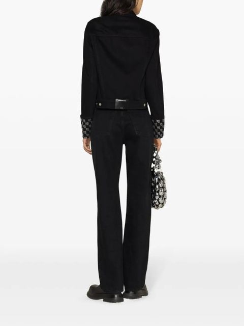 Alexander Wang rhinestone-logo denim jacket - Black