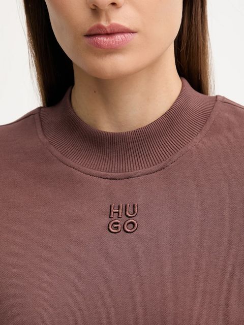 HUGO bluza bawełniana damska kolor brązowy gładka 50527463