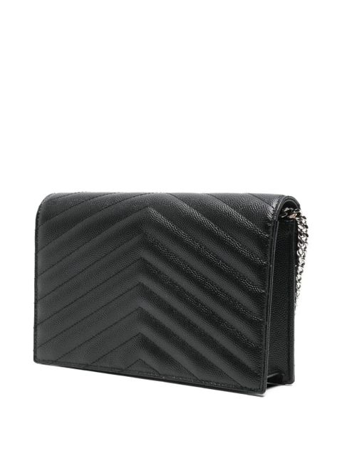 Saint Laurent chevron chain clutch bag - Black
