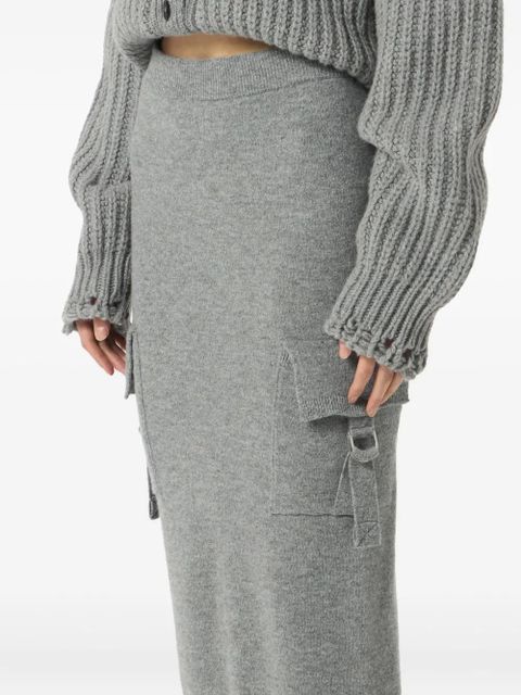 Blumarine cargo-pockets wool midi skirt - Grey