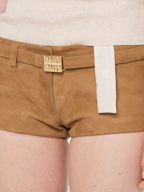 Miu Miu belted suede shorts - Neutrals