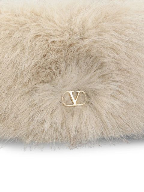 Valentino Garavani faux-fur logo-plaque hat - Neutrals