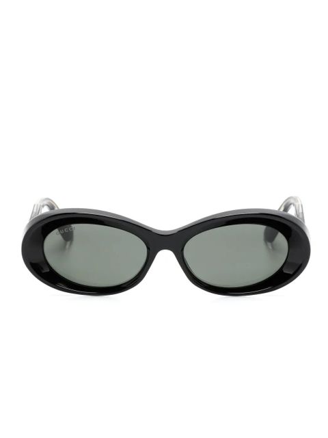 Gucci Eyewear logo-debossed oval-frame sunglasses - Black - zdjęcie produktu nr 1