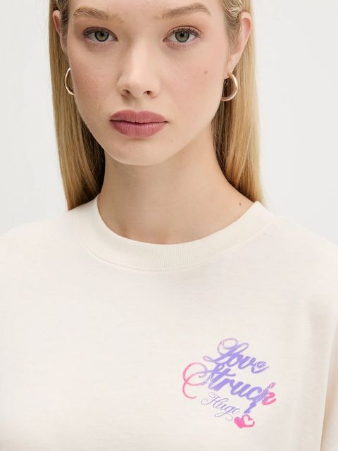 Hugo Blue t-shirt bawełniany damski kolor beżowy 50547957