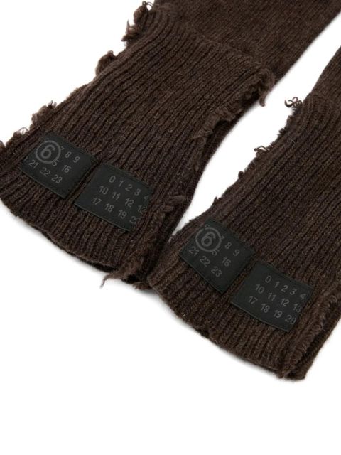 MM6 Maison Margiela ribbed-knit gloves - Brown - zdjęcie produktu nr 2