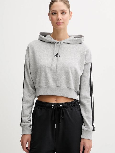 adidas bluza Essentials damska kolor szary z kapturem melanżowa JE0019 - zdjęcie produktu nr 1