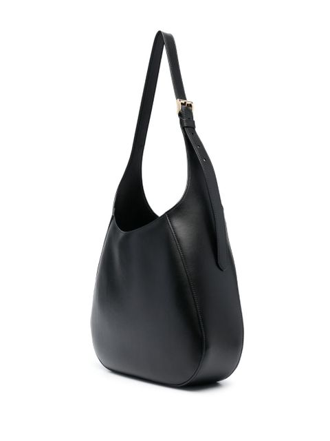 Prada triangle-logo leather shoulder bag - Black