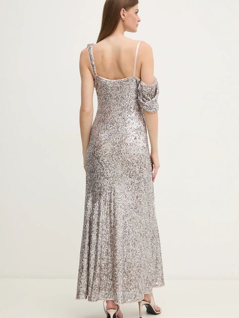 DIANE VON FURSTENBERG sukienka kolor srebrny maxi rozkloszowana DVFGL4S010 - zdjęcie produktu nr 2