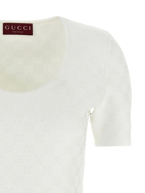 Gucci jacquard round-neck GG dress - White