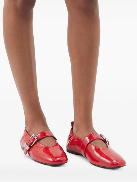 GANNI buckled ballet flats - Red