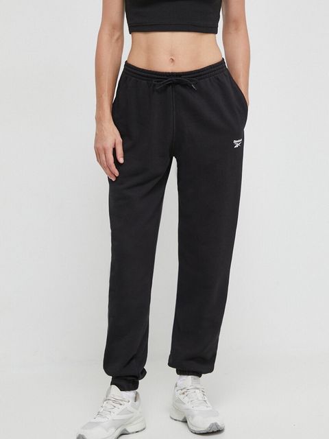 Reebok spodnie dresowe kolor czarny gładkie 100071691 - zdjęcie produktu nr 1