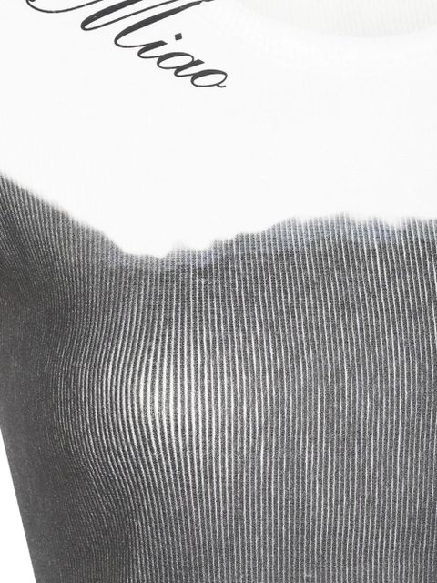 Blumarine cat-print fine-ribbed T-shirt - White