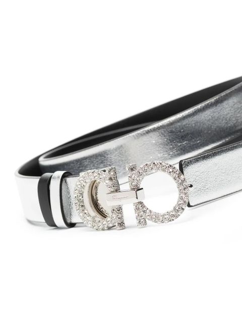 Ferragamo rhinestone buckle belt - Silver