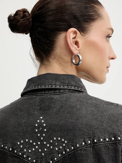 Levi's koszula bawełniana damska kolor szary regular z kołnierzykiem klasycznym 16786