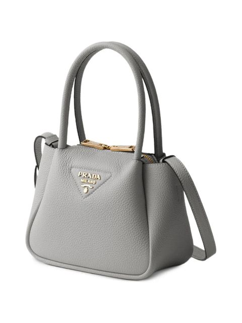 Prada logo-detail leather tote bag - Grey
