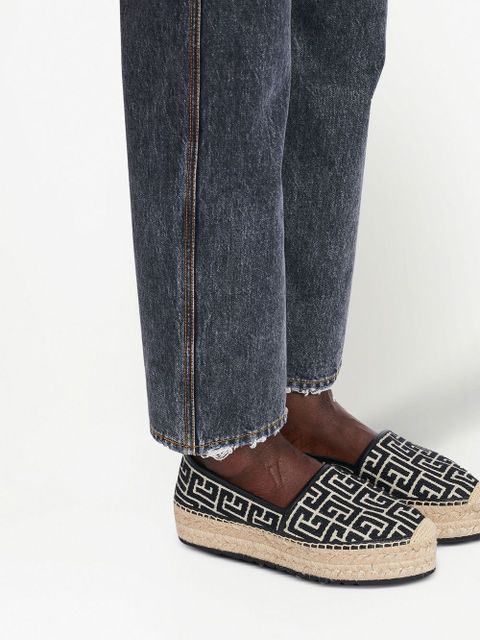 Balmain monogram platform espadrilles - Black