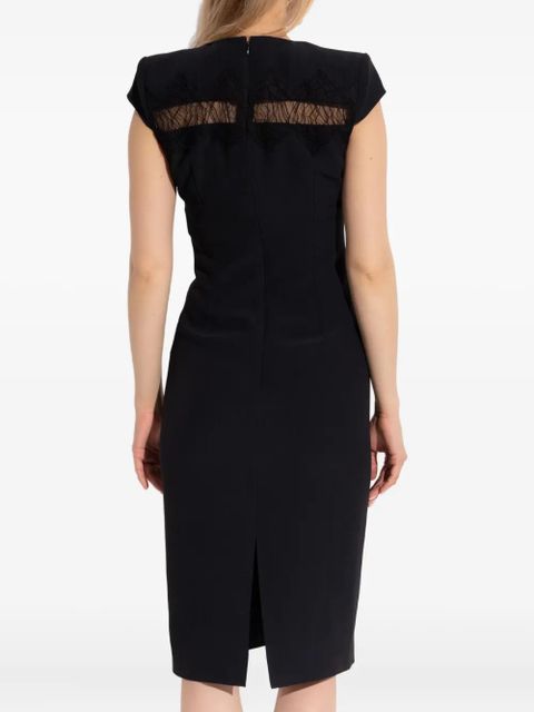 Alexander McQueen cap-sleeve lace-embroidered midi dress - Black