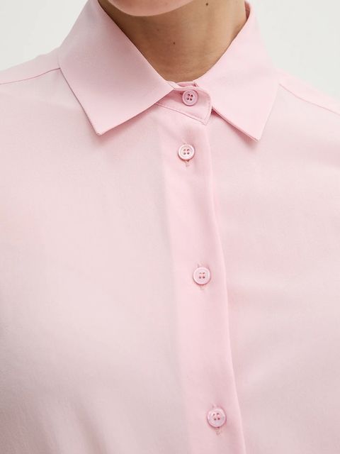 Weekend Max Mara koszula jedwabna CURVONE damska kolor różowy regular z kołnierzykiem klasycznym 2615111121600