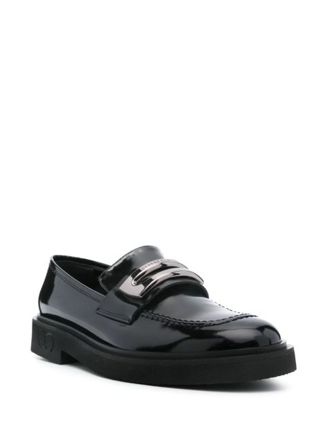 Casadei logo-plaque loafers - Black