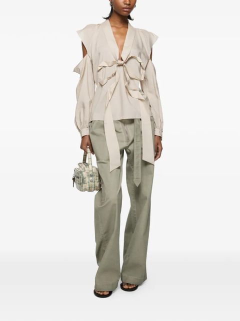 Acne Studios belted wide-leg trousers - Green - zdjęcie produktu nr 2