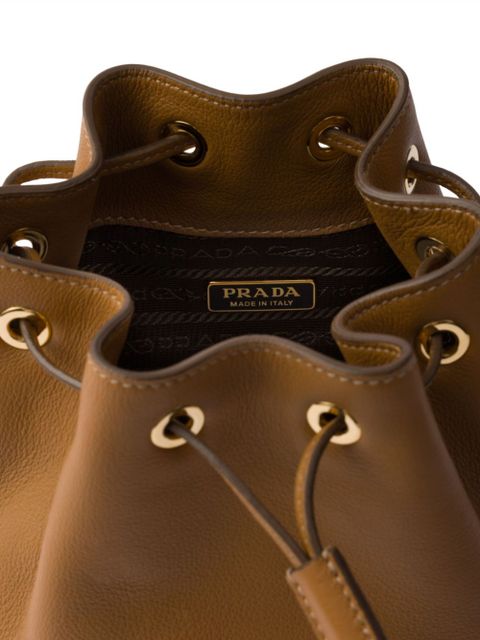 Prada mini leather bucket bag - Brown