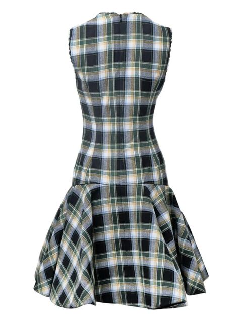 SHUSHU/TONG asymmetric checked dress - Green - zdjęcie produktu nr 2