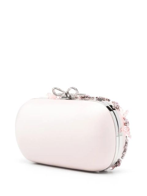 Self-Portrait floral-embellished clutch bag - Pink