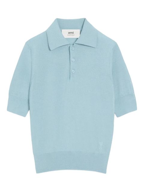 AMI Paris Ami De Coeur wool polo shirt - Blue - zdjęcie produktu nr 1