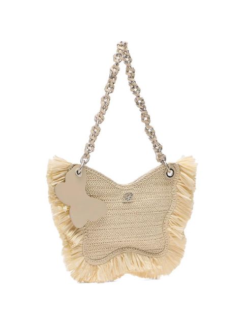 Blumarine Butterfly raffia shoulder bag - Neutrals
