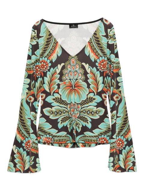 ETRO floral-print bell-sleeve T-shirt - Black - zdjęcie produktu nr 1