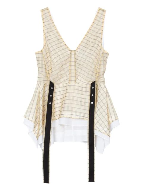 3.1 Phillip Lim checked peplum top - Neutrals - zdjęcie produktu nr 1