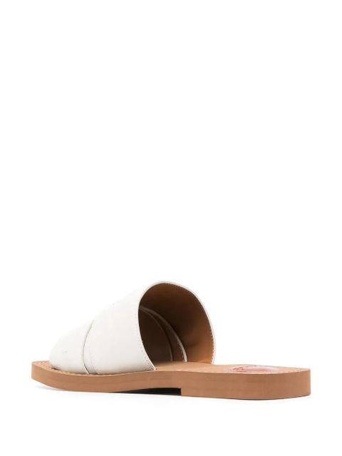 Chloé Woody logo-embroidered sandals - White