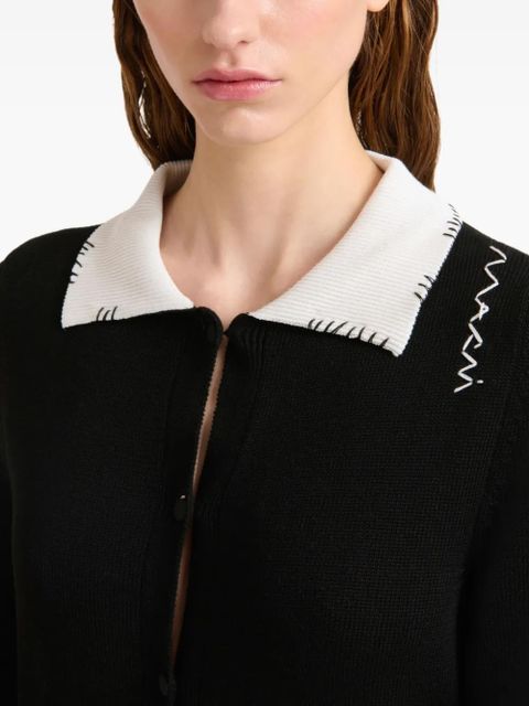 Marni logo-embroidered cotton cardigan - Black