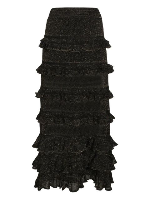ZIMMERMANN midi ruffled tiers skirt - Black