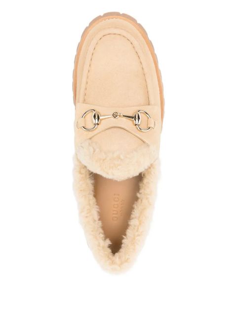 Gucci horsebit shearling loafers - Neutrals