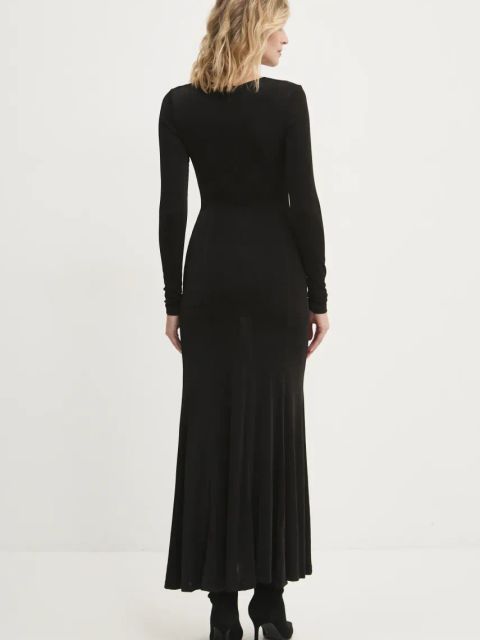 Answear.LAB sukienka kolor czarny maxi rozkloszowana