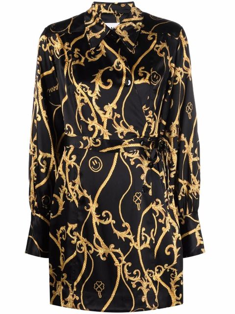 GANNI organic-silk printed wrap dress - Black - zdjęcie produktu nr 1