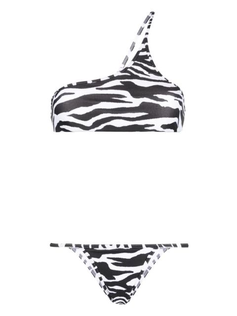 The Attico one-shoulder zebra-print bikini set - White - zdjęcie produktu nr 1