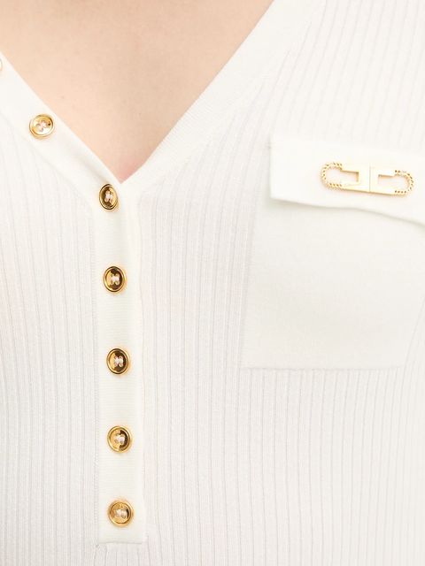 Elisabetta Franchi sukienka z dodatkiem jedwabiu kolor beżowy mini dopasowana AM10B56E2