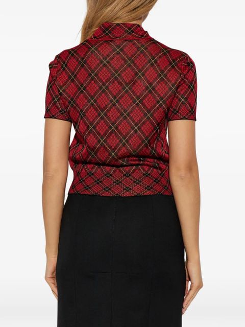 Alexander McQueen argyle button polo top - Red
