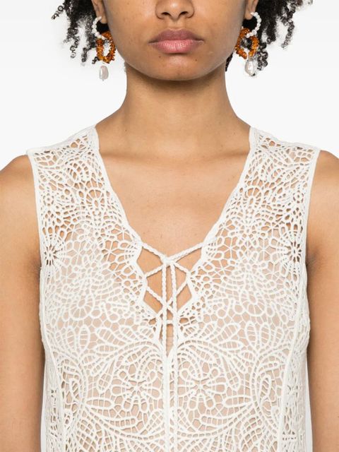 TWINSET semi-sheer crochet midi dress - White